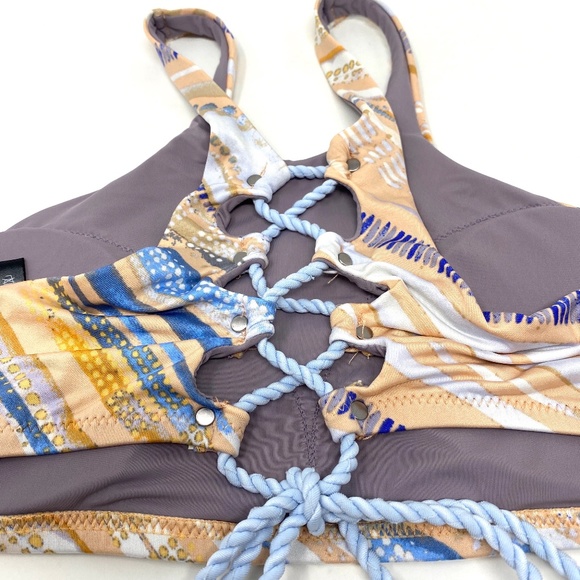 Dolce Vita High Neck Lace Up Bikini Halter TOP ONLY in Cloud Peach White… - Picture 5 of 8